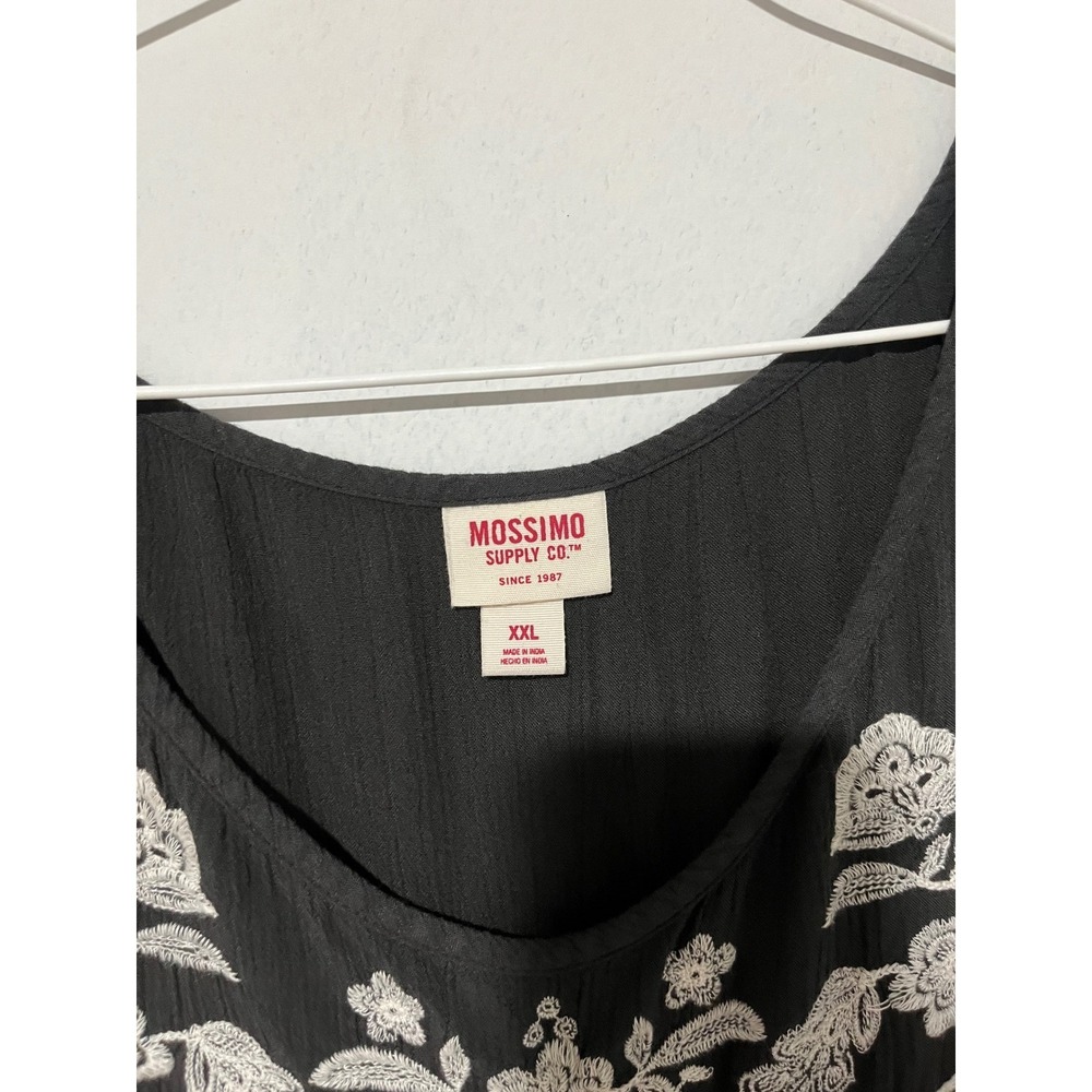 Mossimo Supply Co Womens XXL dark gray Embroidered Boho Grunge Cottagecore top - Picture 2 of 7